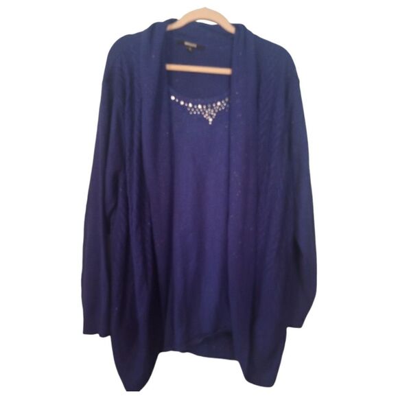 Briggs electric blue and metallic sweater with beaded accents - Picture 1 of 10